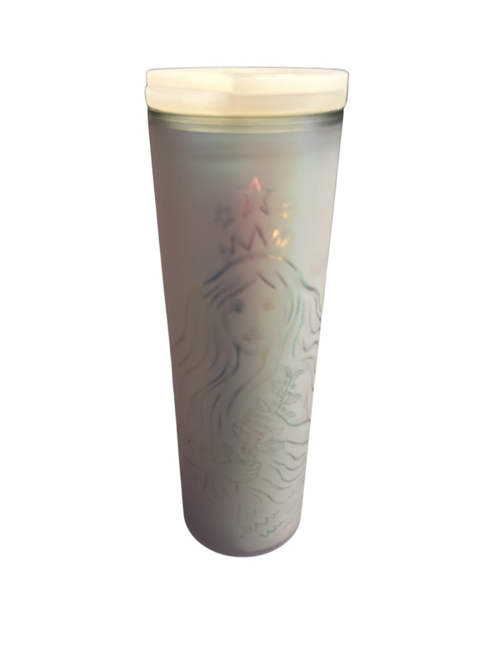 Starbucks 50th Anniversary Soft Touch Iridescent Pearl White 16oz Tall Tumbler